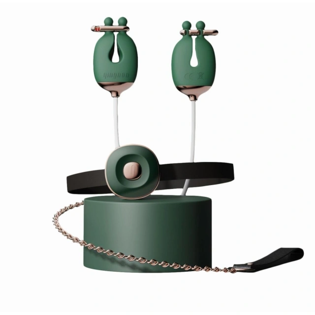 Zaciski No.2 Vibrating Nipple Clamps And Choker Set Green Qingnan | 100% ORYGINAŁ| DYSKRETNA PRZESYŁKA